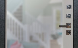 стальная входная дверь со скрытыми петлями и зеркалом внутри